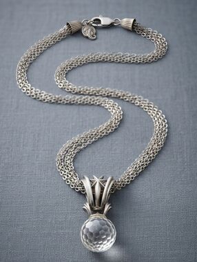 Waterford 2000 Times Square Crystal Ball Millinium Sterling Silver 925 Necklace